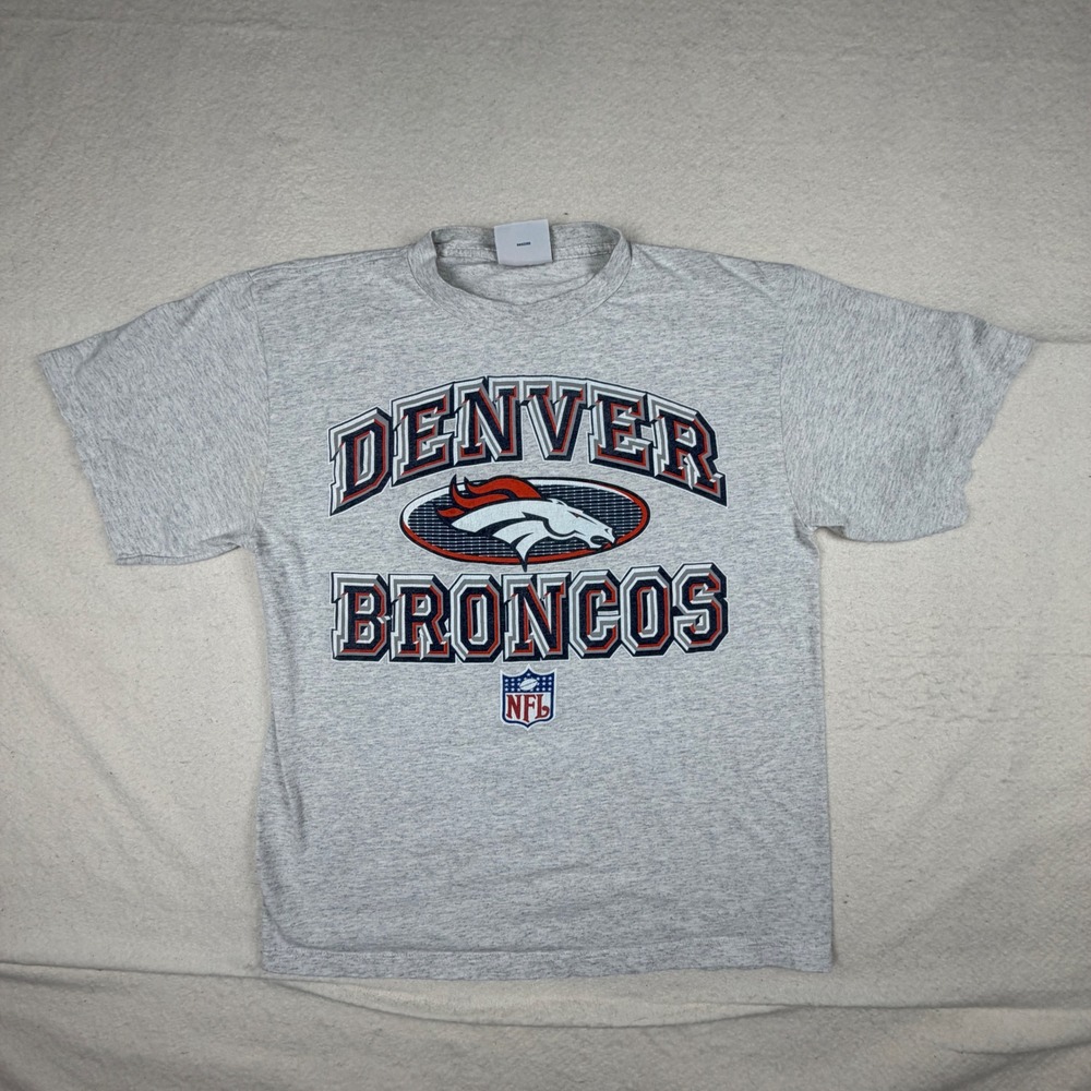 Vintage Logo Athletic Denver Broncos NFL T-Shirt Heather Gray XL RN63388